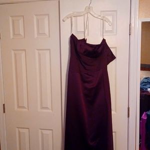 Brown strapless satin dress